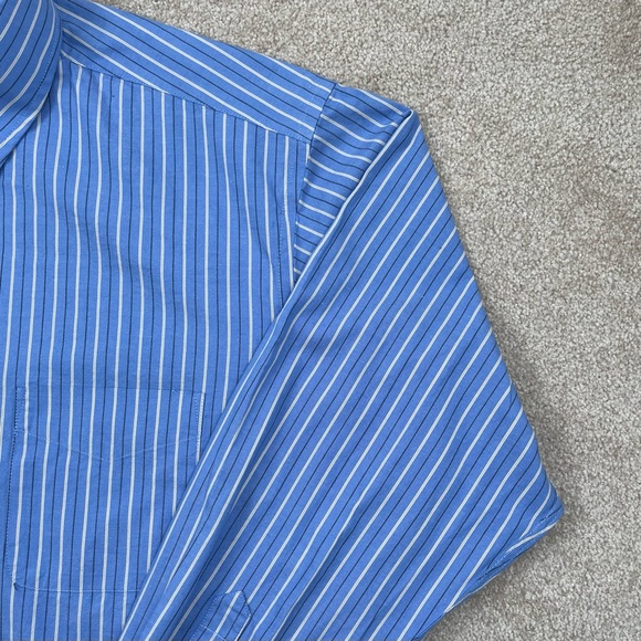 Club Room Shirt Adult Size 17.5 XL Blue Tan Striped Button Up Performance Men - Picture 4 of 14